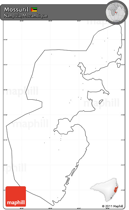 Blank Simple Map of Mossuril, cropped outside, no labels