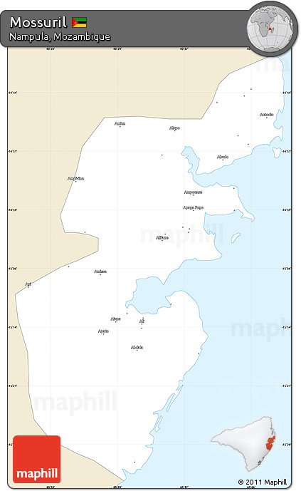 Classic Style Simple Map of Mossuril, single color outside