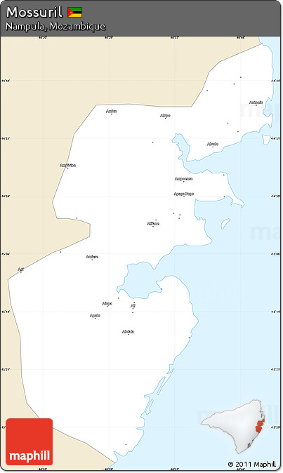 Classic Style Simple Map of Mossuril, single color outside