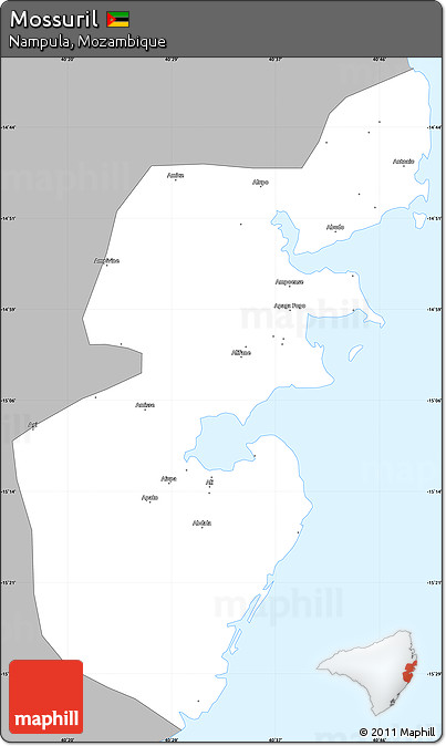 Gray Simple Map of Mossuril, single color outside