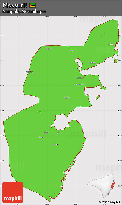 Political Simple Map of Mossuril, cropped outside
