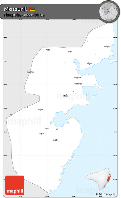 Silver Style Simple Map of Mossuril, single color outside