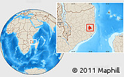 Shaded Relief Location Map of Muecate