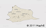 Shaded Relief Panoramic Map of Muecate, cropped outside