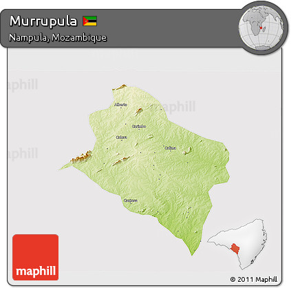 Physical 3D Map of Murrupula, cropped outside