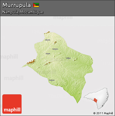 Physical 3D Map of Murrupula, cropped outside