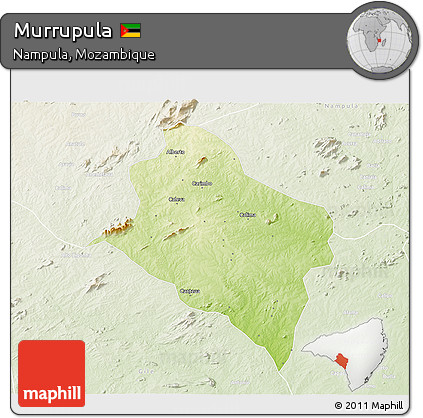 Physical 3D Map of Murrupula, lighten