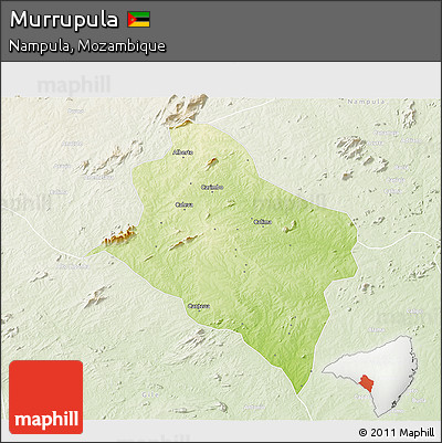 Physical 3D Map of Murrupula, lighten