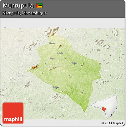 Physical 3D Map of Murrupula, lighten