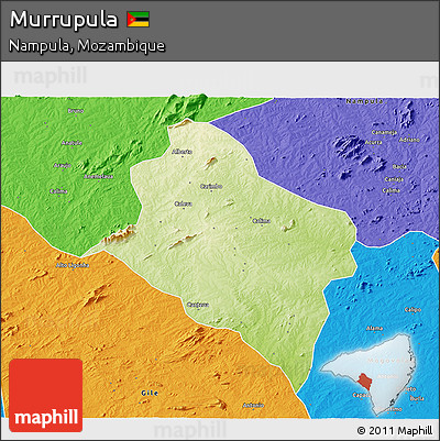 Physical 3D Map of Murrupula, political outside