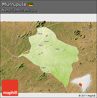 Physical 3D Map of Murrupula, satellite outside