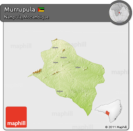 Physical 3D Map of Murrupula, single color outside