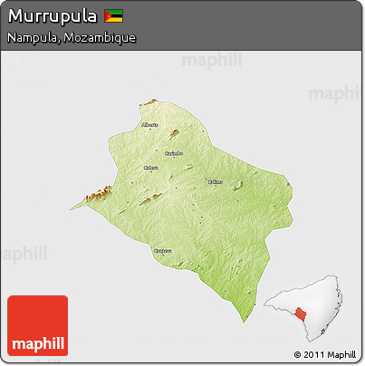 Physical 3D Map of Murrupula, single color outside