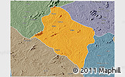 Political 3D Map of Murrupula, semi-desaturated