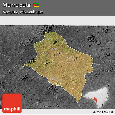 Satellite 3D Map of Murrupula, darken, desaturated