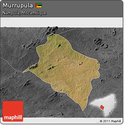 Satellite 3D Map of Murrupula, darken, desaturated