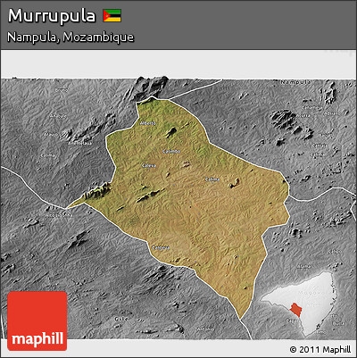 Satellite 3D Map of Murrupula, desaturated