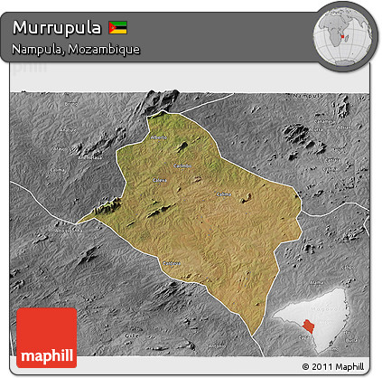 Satellite 3D Map of Murrupula, desaturated