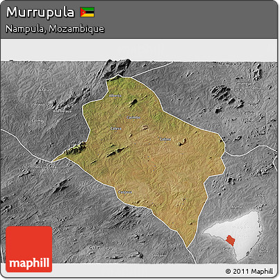 Satellite 3D Map of Murrupula, desaturated