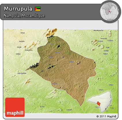 Satellite 3D Map of Murrupula, physical outside