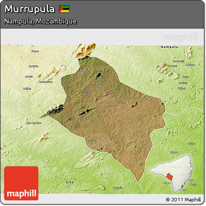 Satellite 3D Map of Murrupula, physical outside