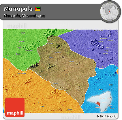 Satellite 3D Map of Murrupula, political outside