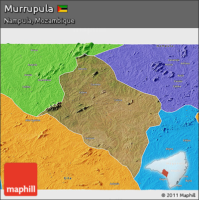 Satellite 3D Map of Murrupula, political outside