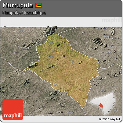 Satellite 3D Map of Murrupula, semi-desaturated
