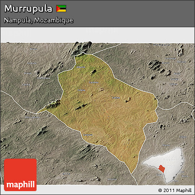 Satellite 3D Map of Murrupula, semi-desaturated