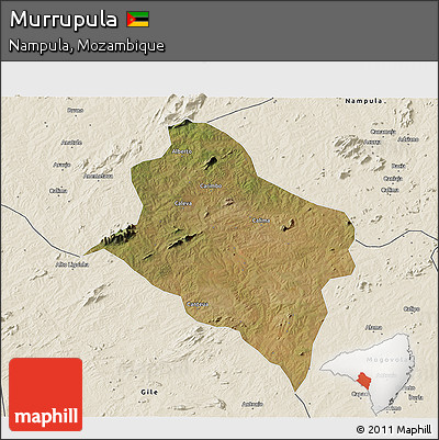Satellite 3D Map of Murrupula, shaded relief outside