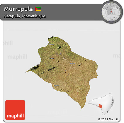 Satellite 3D Map of Murrupula, single color outside