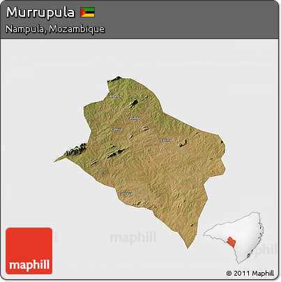 Satellite 3D Map of Murrupula, single color outside