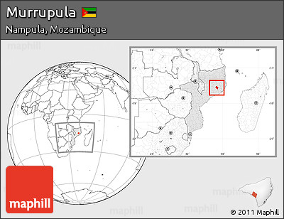 Blank Location Map of Murrupula, highlighted country, within the entire country