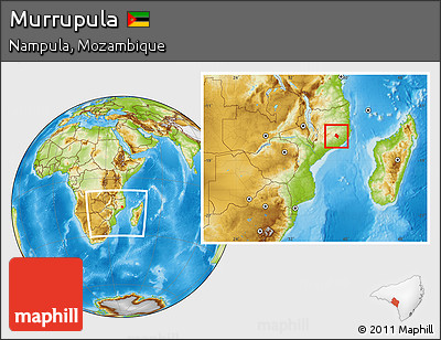 Physical Location Map of Murrupula, within the entire country