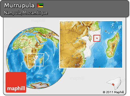 Physical Location Map of Murrupula, highlighted country, within the entire country