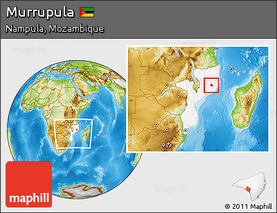 Physical Location Map of Murrupula, highlighted country, within the entire country