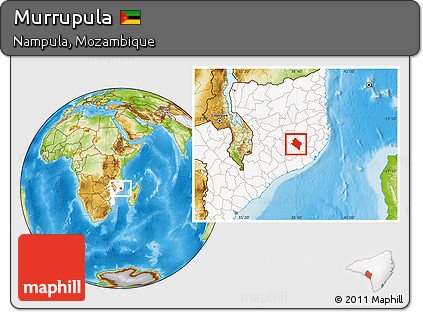 Physical Location Map of Murrupula, highlighted country