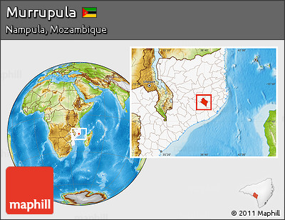Physical Location Map of Murrupula, highlighted country