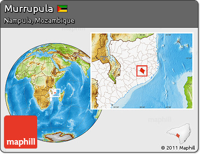 Physical Location Map of Murrupula, highlighted country