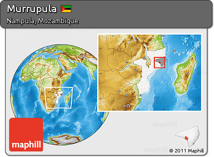 Physical Location Map of Murrupula, highlighted country, highlighted parent region, within the entire country