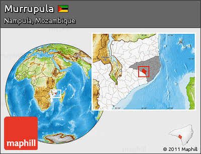 Physical Location Map of Murrupula, highlighted country, highlighted parent region
