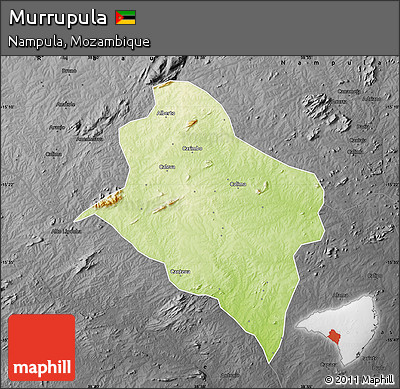 Physical Map of Murrupula, darken, desaturated
