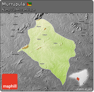 Physical Map of Murrupula, darken, desaturated
