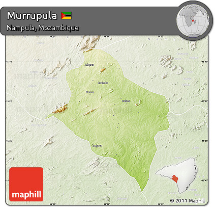 Physical Map of Murrupula, lighten