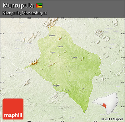 Physical Map of Murrupula, lighten
