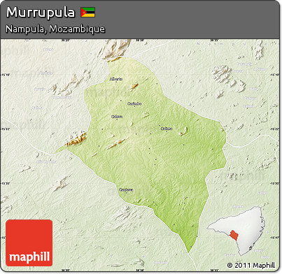 Physical Map of Murrupula, lighten