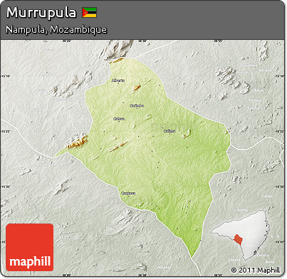 Physical Map of Murrupula, lighten, semi-desaturated