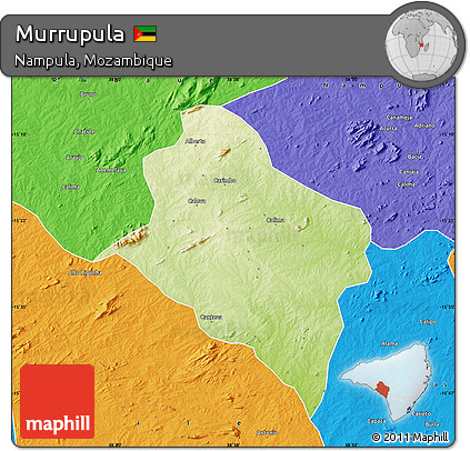 Physical Map of Murrupula, political outside