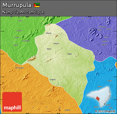 Physical Map of Murrupula, political outside