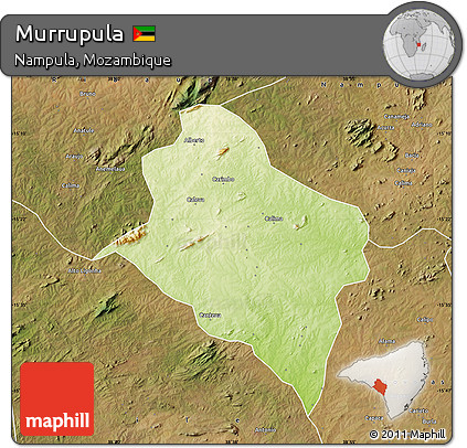 Physical Map of Murrupula, satellite outside